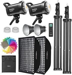 Godox SL60II-Bi LED Video Light Kit 2 Pack 2800K-6500K Bi-Color Continuous Light, Square Grid Softbox,Light Stand, Remote Control & Honeycomb Grid for Studio Video Recording, Filming, Podcast (2PCS)