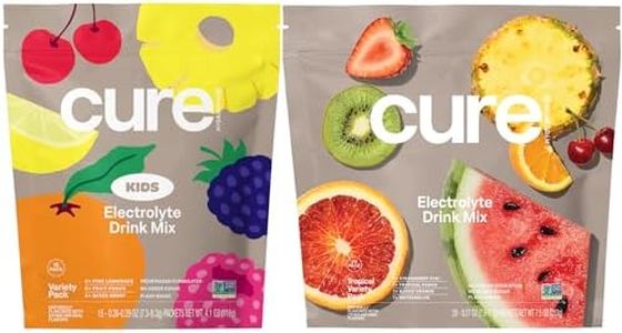 Cure Hydration Family Bundle | Plant-Based Electrolyte Drink Mix | No Added Sugar | Coconut Water | FSA-HSA | Non-GMO | Vegan & Gluten-Free | 15 Pack Kids Variety & 28 Pack Tropical Variety