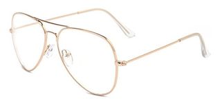 Outray Clear Lens Costume Glasses 70's Style Metal Wire Rimmed Clear Glasses Frame for Adults and Kids Gold