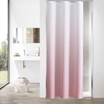 MitoVilla Pink Ombre Waffle Small Stall Shower Curtain 36 x 72, Half Size Fabric Narrow Shower Curtains for Bathroom Decor, 36 inch Weighted Shower Curtain Set with Plastic Hooks