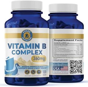 Vykee Nutrition B Complex Supplement – High-Potency B Vitamins with 750mg DFE Folate, 440mg B12 & Biotin | Vegan Non-GMO | Supports Cellular Energy Production & Red Blood Cell Formation | 120 Capsules