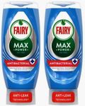 Fairy Max Power Dish Washing Up Soap, Antibacterial with Tea Tree Extract, 2Pk, 2 x 640 ml