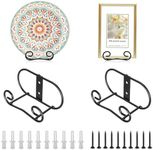 Sumnacon Plate Hangers for the Wall Metal Wall Plate Hangers with Screws,4 Pack Plate Holders for Displaying on the Wall Black Decorative Plate Stand for Plate Bowl Board Displaying