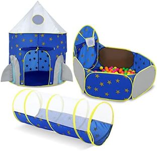 3In1 Kids Play Tent Set Pop Up Tent Ball Pit with Basketball Hoop Dollhouse Indoor Teepee Playhouse Crawl Tunnel Princess Castle Playground Activity Centre 314x135cm,Free 50 Ocean Balls