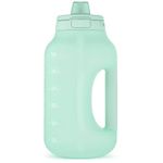 Ello Hydra 64oz Half Gallon Water Jug with Handle and Motivational Time Markers for All Day Hydration, Plastic Reusable Water Bottle with Straw and Locking, Leak Proof Lid, BPA Free, Yucca