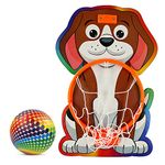 NHR Small Basket Ball kit Set with Ring for Kids, Playing Indoor Outdoor Basket Ball, Hanging Board with Net & Ball (Dog Face Printed), Multicolor