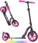 BELEEV V10 Big Wheel Scooter for Kids Ages 6+ with Light-Up Deck, 2 Wheel Folding Scooter for Adults Teens, 5 Adjustable Height, Lightweight Scooter with Carry Strap, Max Load 220 lbs(Galaxy Purple)