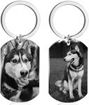 Eletizy Customize Stainless Steel Keychain Personalized Photo Text Single & Double-sided Customization Pendant Dog Tag Photo Keychain (Engrave-2 Sides Photo)