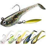 TRUSCEND Fishing Lures for Pike Trout, Soft Plastic Lures Swimbaits Pre-Rigged Ultra-Sharp BKK or VMC Hooks, Walleye Perch Bass Fishing Jigs Artificial Bait, Fishing Tackle for Saltwater & Freshwater