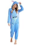 Disney Onesies for Women, Fluffy Stitch Onesie Pyjamas, Stitch Gifts (Blue Stitch, M)