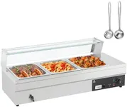 Commercial Food Warmer 3-Pan - 12QT*3 Capacity, 1500W Power, Tempered Glass Cover, 6" Deep Pans, and Adjustable Temp Control 86-185°F