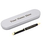 CrownLit Personalised Metal Pen With Name Printing (Engraving) In A Personalised Box,Blue