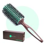 MINT Eco-Friendly Boar Bristle Round Brush for Blow Drying | Durable Blowout Styling Brush for All Hair Types | Ceramic Round Brush with Hand-Crafted Wooden Handle (40 mm)