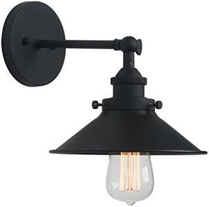 Buyee Vintage Industrial Metal Wall Sconce Lighting 180 Degree Adjustable Wall Lamp (Black)