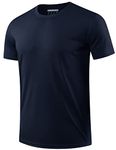 EKLENTSON Men's Rash Guard Swim Shirts UPF 50+ Sun Protection Short Sleeve T-Shirt Quick Dry Summer Tops Navy,3XL