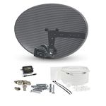 SSL Satellites Zone1 Dish Kit for SKY/Freesat/Astra/Polesat/Hotbird/Full HD, Latest MK4 Dish with Quad LNB, 5M RG6 White Cable, Signal Finder Satellite TV Finder, Brackets, Bolts, F Connectors