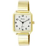 Ravel Women's Classic Square Everyday Watch with Clear Numbers - Gold Tone Stainless Steel Expander