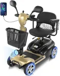15 Miles Mbxcooter 4 Wheels Mobility Scooter for Adults&Seniors Up to 300LBS, 350W Electric Powered Wheelchair Device with Extended Battery, Dual Baskets, Rotating Seat, Weight Only 58 Pounds