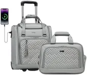 Coolife Luggage Carry On Luggage Underseat Luggage Suitcase Softside Wheeled Luggage Lightweight Rolling Travel Bag Underseater (Champagne Gray, Carry-On 16-Inch)