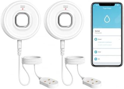 DAYTECH WiFi Water Sensors for Leaks 110dB Sump Pump Alarm with Phone Alerts and 6.5ft Detector Cable Smart Water Alarm for Basement/Laundry Room/Kitchen, 2-Pack(2.4G WiFi Only)