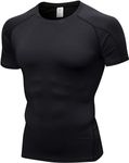 Men's Compression Shirts, Workout Tops Short Sleeve Athletic Base Layer T-Shirts Sports Gear Gym Shirt for Running, 1-black, Small