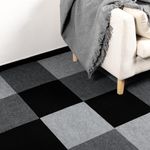Alow Carpet Tiles Peel and Stick 25pcs,12inX12in Carpet Squares Easy to use, 25Sp.ft Self Adhesive Carpet Tiles, Suit for Bedroom,Kitchen and More (All Black)
