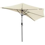 Angel Living Garden Patio Balcony Half Round 270cm Aluminum Parasol Sun Shade Semi Round Umbrella (Cream)