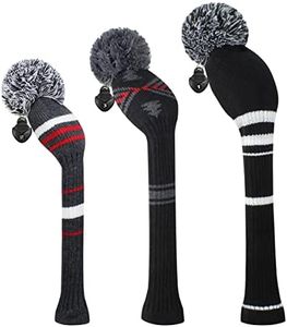 Scott Edward Mix and Match Knit Golf Club Covers with a Cute Pom Pom Set of 3 Driver Head Cover 1 Fairway Headcover 1 and Hybrid/UT Cover 1 The Best Color Combinations (Dark Color 1)