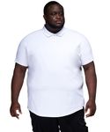 STRONGSIZE Mens Big & Tall Polo Shirt – Premium Stretch Cotton Polo for Men with Metal Snap Buttons White 6XL