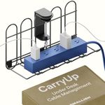 CarryUp Under Desk Cable Tray, No Drill Wire Management Clamp, Computer Cord Organizer for Under Desk, Rack Cable Hider & Holder, Cord Keepers for Home Office Organization, Grey, Powder Coated Metal