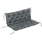 Outsunny Garden Bench Cushion, 2 Seater Swing Chair Cushion, Seat Pad with Ties for Indoor and Outdoor Use, 132 x 110 cm, Dark Grey