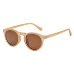 Gleyemor Vintage Polarized Sunglasses for Men Round Sunglasses UV400 Protection Retro Hand-crafted Acetate Frame, 04 Champagne Frame/Brown Lens, lenswidth