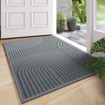Front Door Mat 31''x47', Absorbent Dirt Resist Washable Non Slip Low-Profile Indoor Doormat, Welcome Entryway Door Mats,Grey