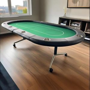 INO Design Foldable Poker Table 94 Inches for 10 Players Casion Game Style with Casters Scroll Wheels, Green