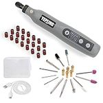 YEPLING Cordless Rotary Tool, 3.7V Li-ion Electric DIY Mini Grinder Kit with Front LED Work Light, 5 Variable Speed, 40pcs Accessories USB Charging Multi-Tool Perfect for Nail Polishing and Light Duty