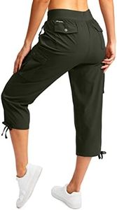 Soothfeel Women's Cargo Capris Pants with 6 Pockets Lightweight Quick Dry Travel Hiking Summer Pants for Women Casual (Army Green, M)