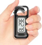 Simple Walking 3D Pedometer, Portable Carabiner Step Counter, Steps Tracker with Neck Lanyard for Seniors Men Women (Black)