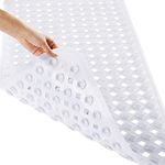 Bathforia Non Slip Bath Mat - Extra Long Non-Slip Anti Mould Shower Mat - Machine Washable Anti Slip Bathroom Floor Mats with Strong Rubber Suction Cup Grip - White 100 x 40 x 0.5 cm