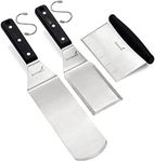 Anmarko Metal Spatula Stainless Steel Scraper - Professional Chef Griddle Spatulas Set of 3 - Heavy Duty Accessories Great for Cast Iron BBQ Flat Top Grill Skillet Pan - Commercial Grade