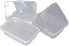 50 x 650ml Plastic Microwave Freezer Safe Food Meal Prep Recyclable Takeaway Containers and Lids - Catering Grade Plastic BPA Free