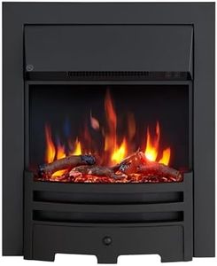 FLAMEKO Verona 16" Electric Fireplace Insert, Logs and Black Chips Included 2kW Heater, Black Trim, Bauhaus Fret, 9 Colour Flame Effect, Remote