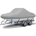 Boat Cover, Waterproof 800D Marine Grade Polyester Canvas Universal Boat Cover, Fits V-Hull, Tri-Hull, Pro-Style Bass Boat with Tightening Strap, Length 14’-16’Beam Width up to 68”