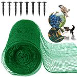 Garden Netting for Plants Fruit Veg Patch Grass Seeds, Anti Bird Netting Kit with Plastic Ground Pegs, Pond Netting Cover, Plant Netting Protection Garden Mesh Fence (Green, 4x5M)