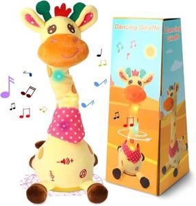 LLUKEME Dancing Talking Giraffe Toy, Stuffed Animal Baby Toy Repeating What You Say, Glowing Musical Giraffe with 10 Children's Songs Gifts for Toddlers 1-3 Years Old