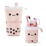 BECHOICEN Cute Pencil Case for Girls Adjustable Pink Pencil Case for Students Canvas Cosmetic Bags Small for Office Supplies. (Pink, 1pcs)