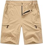 BASUDAM Men's Cargo Hiking Shorts Stretch Quick Dry Lightweight Work Shorts 6 Pockets for Camping Travel, Khaki, 34