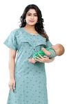 LYXA BEAUTY Maternity Nightgown/Nighties/Maxi for Women (1, Green (1161J), XL)