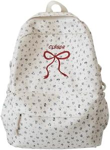 kakarin choyx Classic Floral Printed Cute Bow Tie Embroider Backpack 16.1 Inch Kawaii Casual Simple Lightweight Travel Bag