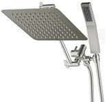 G-Promise All Metal Shower Head with 71 Inch Hose, 10 Inch Square Rain Shower Head with Handheld Spray Combo, Extra Long Hose, 3-Way Diverter, Height-Adjustable Extension Arm (Brushed Nickel)