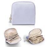 Vlando Travel Jewellery Organiser, Jewellery Pouch with Zipper, Velvet Lining Jewellery Bags for Rings, Bracelets & Necklaces,Purple-Lychee Grain